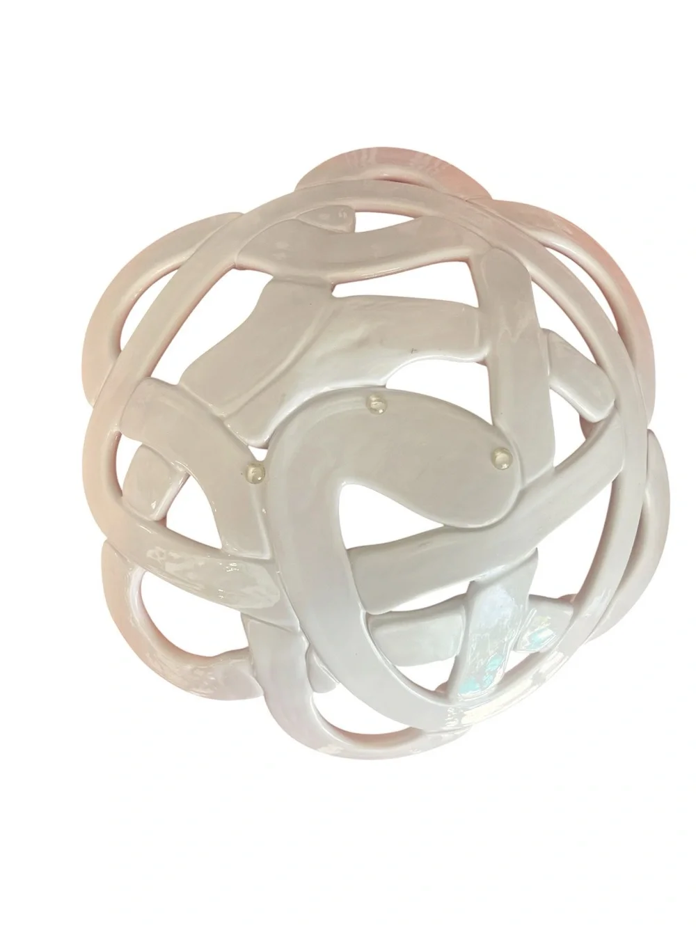 Beautiful White Kosta Boda Art Glass Basket Bowl by Anna Ehrner Sweden
